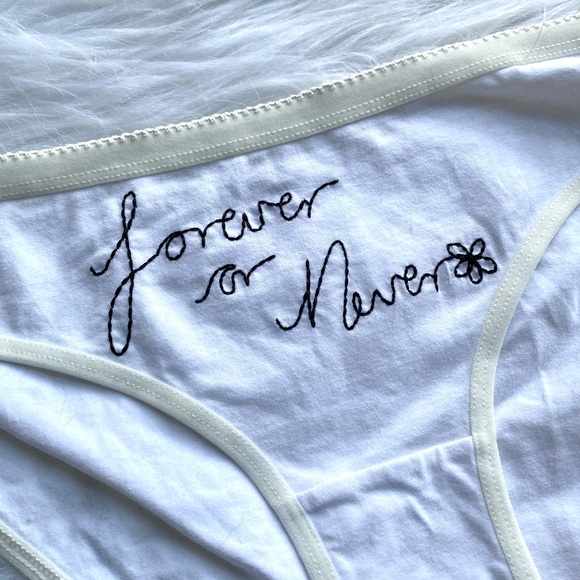 NWT UO Out From Under Embroidered Text Bikini White Med - Forever Or Never - Picture 10 of 11